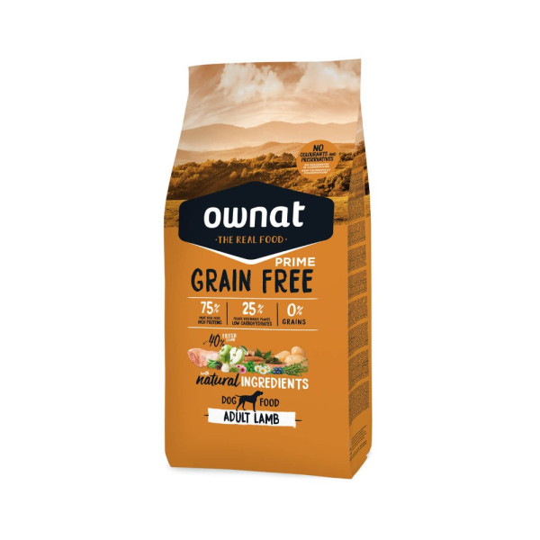 OWNAT PRIME Grain Free Adult sem cereais com cordeiro para cão adulto 12kg