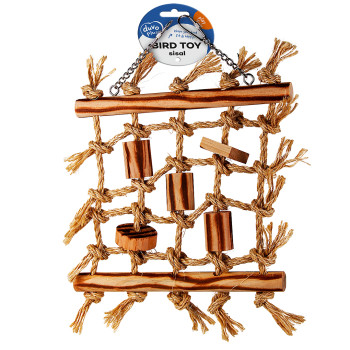 Rete da arrampicata in sisal e blocchi per barbecue beige - 36x26x4cm