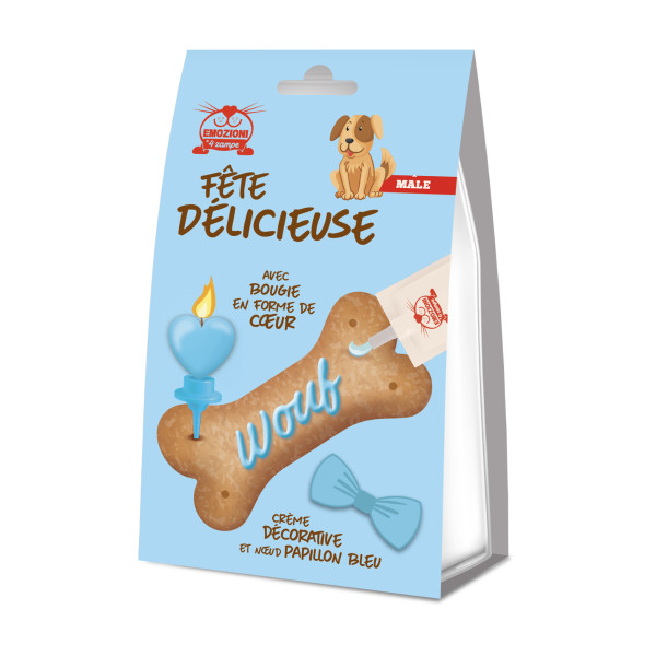 Biscoito de aniversário em forma de osso para cão macho