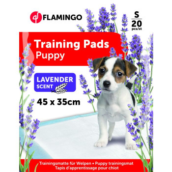 Alfombrilla de entrenamiento pady blanca con lavanda para cachorros - S - 20 piezas - Flamingo