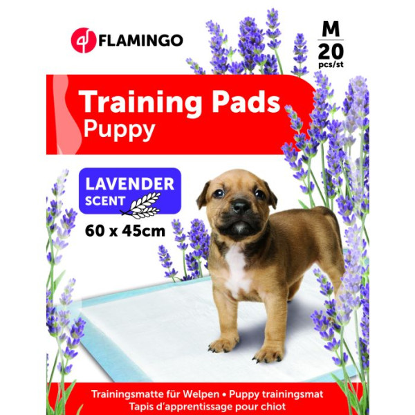 Alfombrillas de entrenamiento pady blancas con aroma a lavanda para cachorros - M - 20 piezas - Flamingo