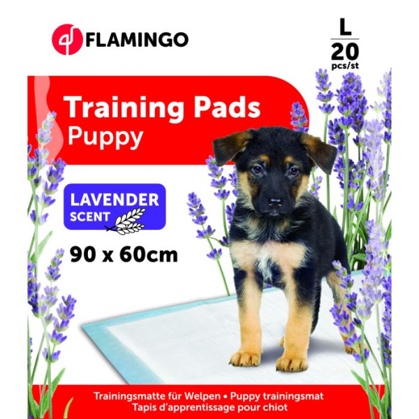 Alfombrilla de entrenamiento pady blanca con lavanda para cachorros - L - 20 piezas - Flamingo