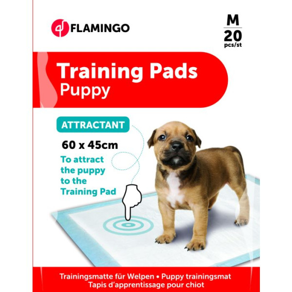 Alfombrilla de entrenamiento pady blanca con atrayente para cachorros - M - 20 piezas - Flamingo