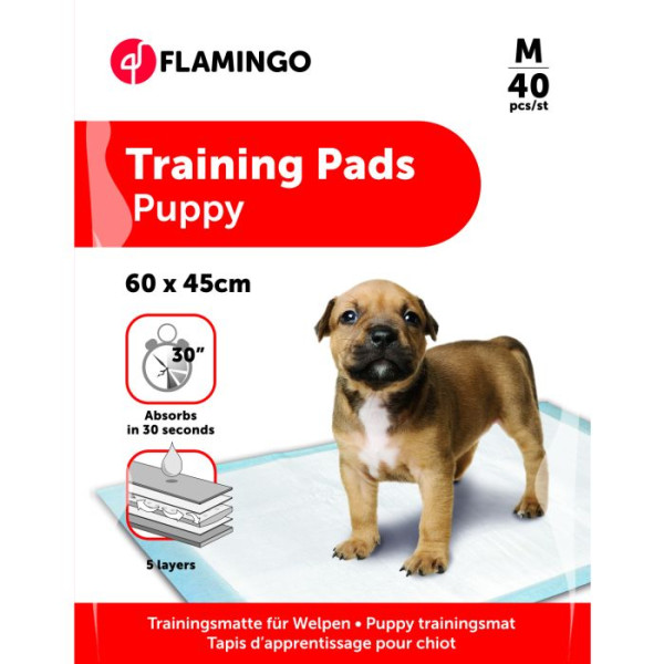 Tapete de treino pady branco para cachorros - M - 20 peças - Flamingo