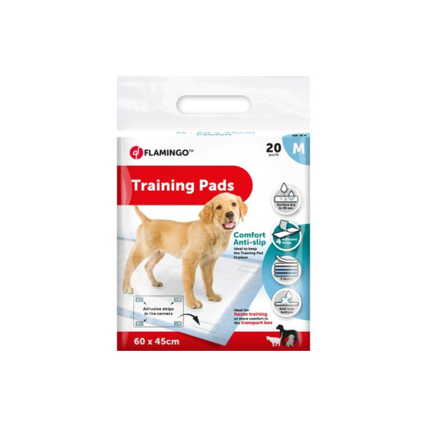 Tapete de treino confortável pady branco para cachorros - M - 20 peças - Flamingo