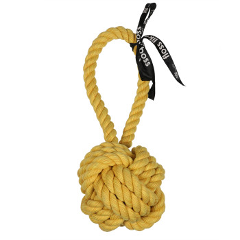 Palla in cotone con anello per cani - Are You Knots - giallo - 37cm