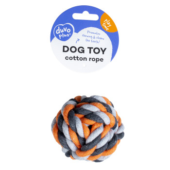 Palla in cotone per cani - grigio/arancione - 8cm