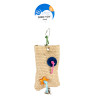 Sacchetto per snack in sisal con carta, legno, campana multicolore - 5,5x10,2x33cm