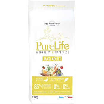 Ração sem cereais para cão Maxi Adult Pure Life Flatazor Pro Nutrition Saco 12 kg