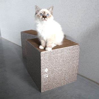 Bloque - Rascador de cartón beige - Freya - S - 30x30x15cm