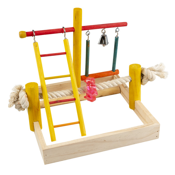 Parco giochi multicolore in pino per uccelli - 22,5x22,5x20cm