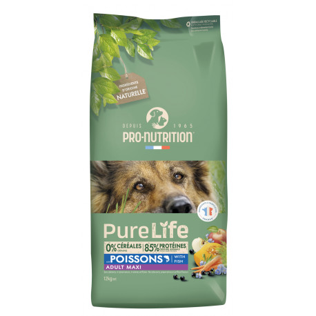 Ração sem cereais para cão Maxi Adult Pure Life Flatazor Pro Nutrition Saco 12 kg