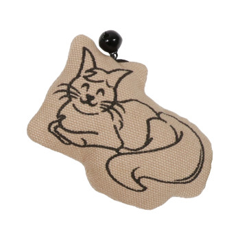 Juguete para gato con cascabel - Gato Feliz sentado - 10x2x6,5cm