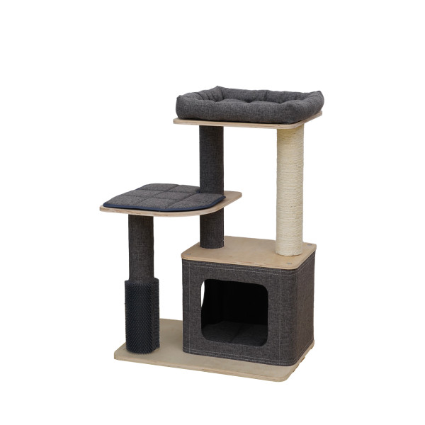 Árbol para gatos de tres niveles beige - Tripei - 58x38x84cm