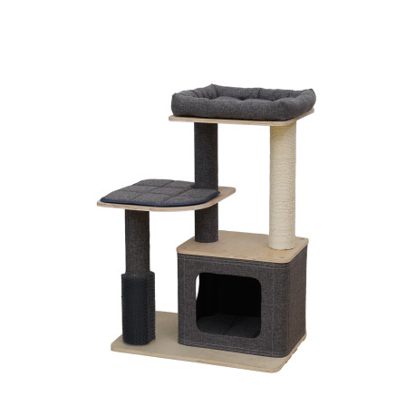 Árbol para gatos de tres niveles beige - Tripei - 58x38x84cm