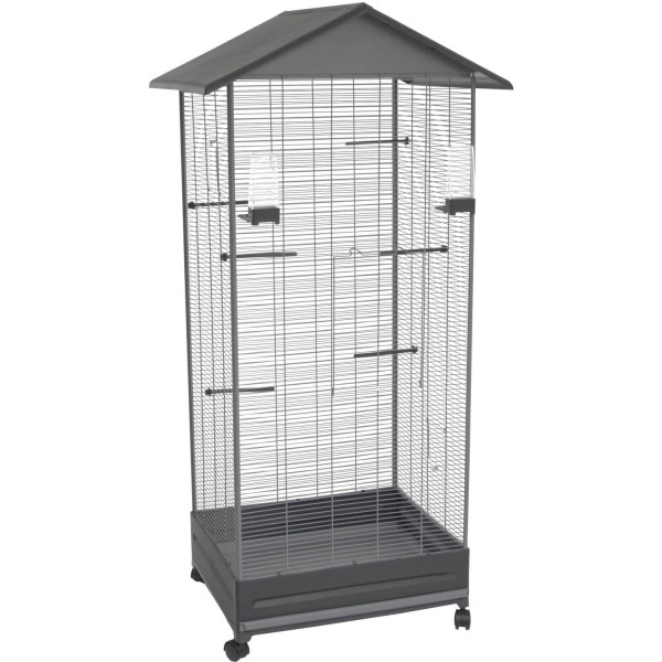 Aviario con ruedas con techo 430GG - Gris - Plástico - 79x67,5x167cm