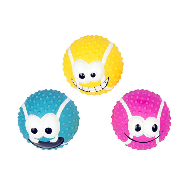 Bola de ténis de látex smiley - Cores mistas - 6,5cm