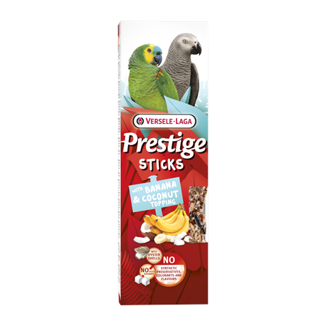 Bastoncini di semi con banana e cocco per grandi parrocchetti e pappagalli - 2 Pezzi