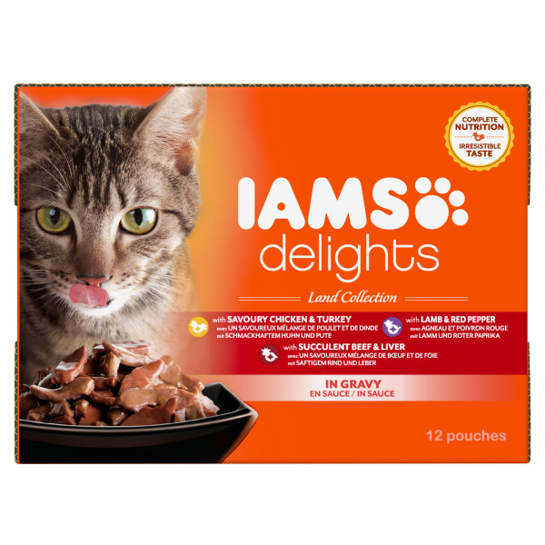 Iams delights - Alimentos completos em molho para gatos - 12x85g