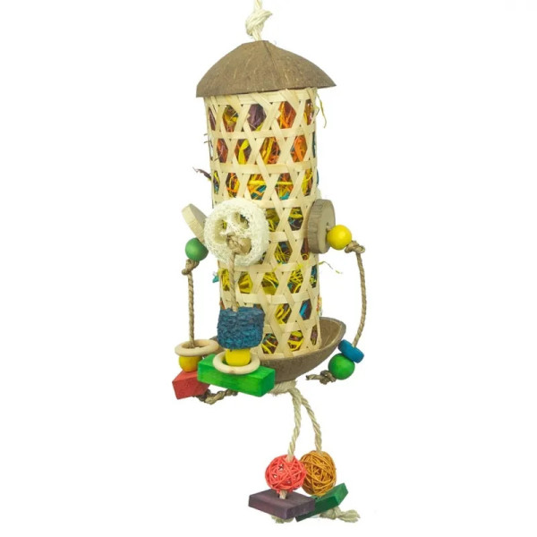 Brinquedo Torre de comida em coco - 55x13cm - Back Zoo Nature