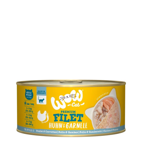 Peito de frango e camarão 70g - Comida húmida para gato - Wow