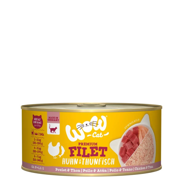 Filete de frango e filé de atum 70g - Comida húmida para gato - Wow