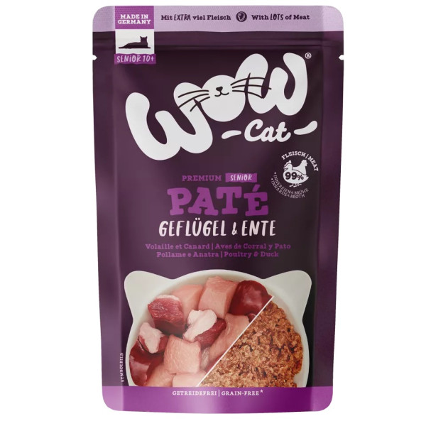 Senior pollame e anatra 125g - Cibo umido per gatti - Wow