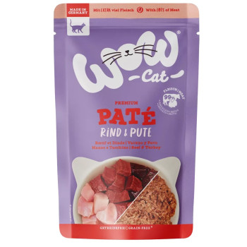 Adulte Bœuf et dinde 125g - Pâtée pour chat - Wow