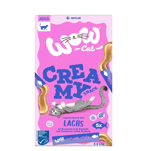 Creamy Snack de salmão 5x15g - Guloseimas cremosas para gato - Wow