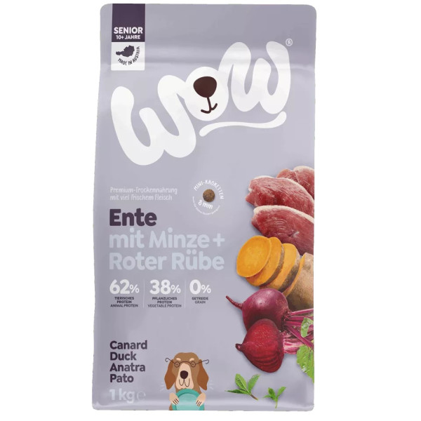 Senior Anatra 1kg - Crocchette per cani anziani - Wow