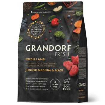 Vers Lam en Zoete Aardappel 1kg - Vers - Junior Medium & Maxi - Grandorf