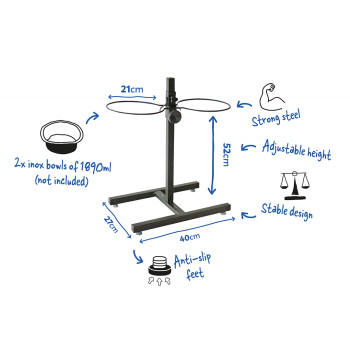 Soporte para comedero doble en h negro 1890ml - L - 52CM - 2xØ21cm