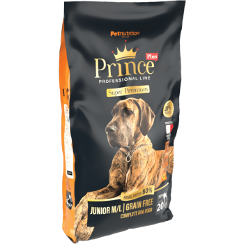 Crocchette per cani 20 kg - Junior M/L - Super Premium - Senza cereali - Prince Plus