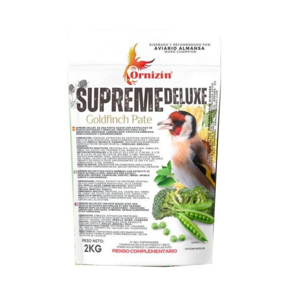 Supreme Deluxe 2kg - Papa para pintassilgos com 21% de proteínas - Ornizin