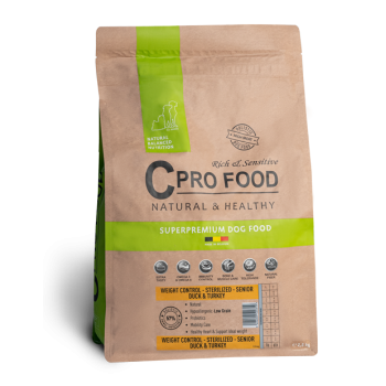 Controle de Peso Adulto com pato e peru 2,5kg - Ração para cães idosos ou esterilizados - CproFood