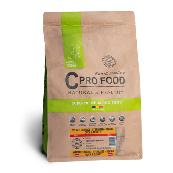 Adult Weight Control with Duck and Turkey 10kg - XS - Kibble for Senior or Sterilized Dogs - CproFood