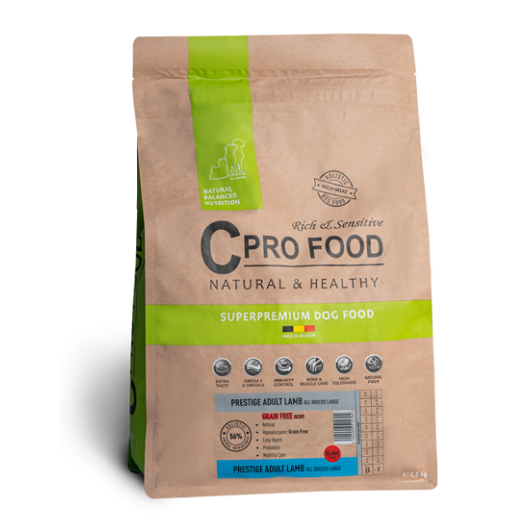 Prestige Todas las Razas con cordero 2,5kg - Grande - Sin Granos - Croquetas para perros - CproFood