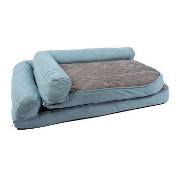 Cama Tweed Sky azul y negro M - 100x72x21cm - Espuma