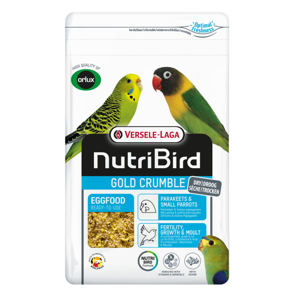 Gold Crumble Ração Seca Periquitos e Pequenos Papagaios 1kg - NutriBird