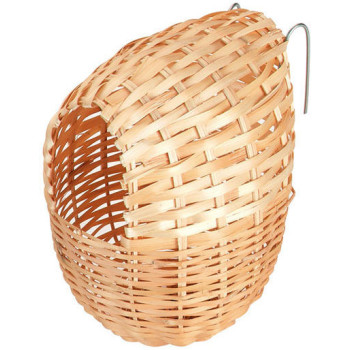 Rotan nest met haken voor exotische vogels 11,5 cm