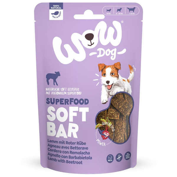 Superfood Soft Bar con agnello e barbabietola 150g - Snack per cani - WOW