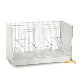 Cage Domus-Molinari 60x31x35cm laquée en blanc avec parois amovibles pour batterie de cages