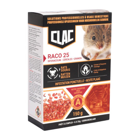 Raco 25 graines pour rats et souris 150g - 6x25g - Clac