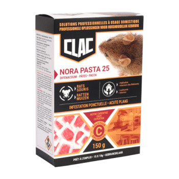 Nora Pasta 25 pasta's voor ratten en muizen 150g - 15x10g - Clac