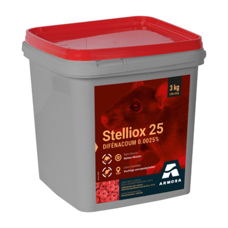 Stelliox 25 3kg - Blocchi idrorepellenti per ratti e topi - 150x20g