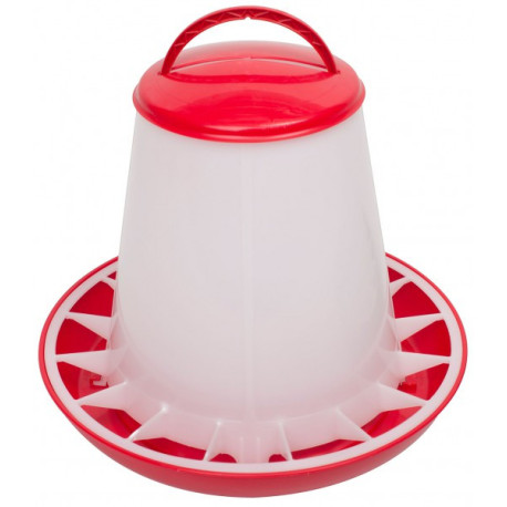 Comedouro de tremonha com tampa 3kg - vermelho / branco