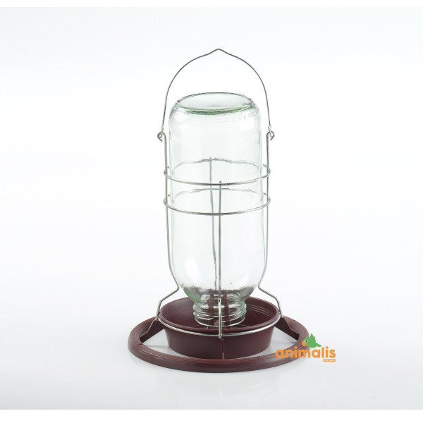 Drinker/Feeder "Miner's Lamp" gemaakt van glas