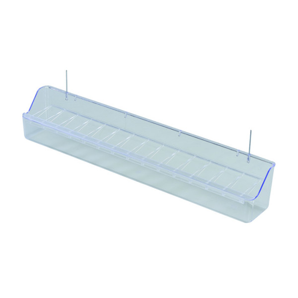 Mangiatoia lineare trasparente con aste in metallo - 39 x 5,5 x 6,5 cm