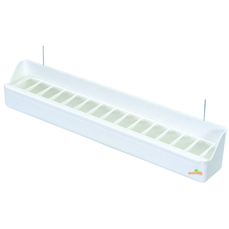 Comedouro linear branco com hastes de metal - 39 x 5,5 x 6,5 cm