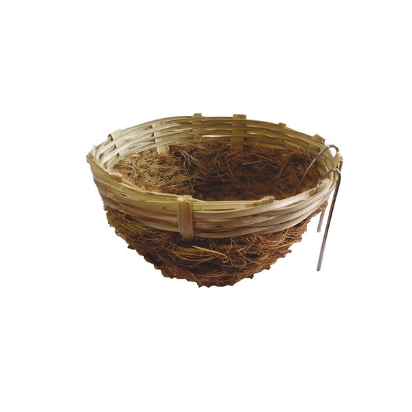 Rieten en kokosnoot nest met haak - 17cm